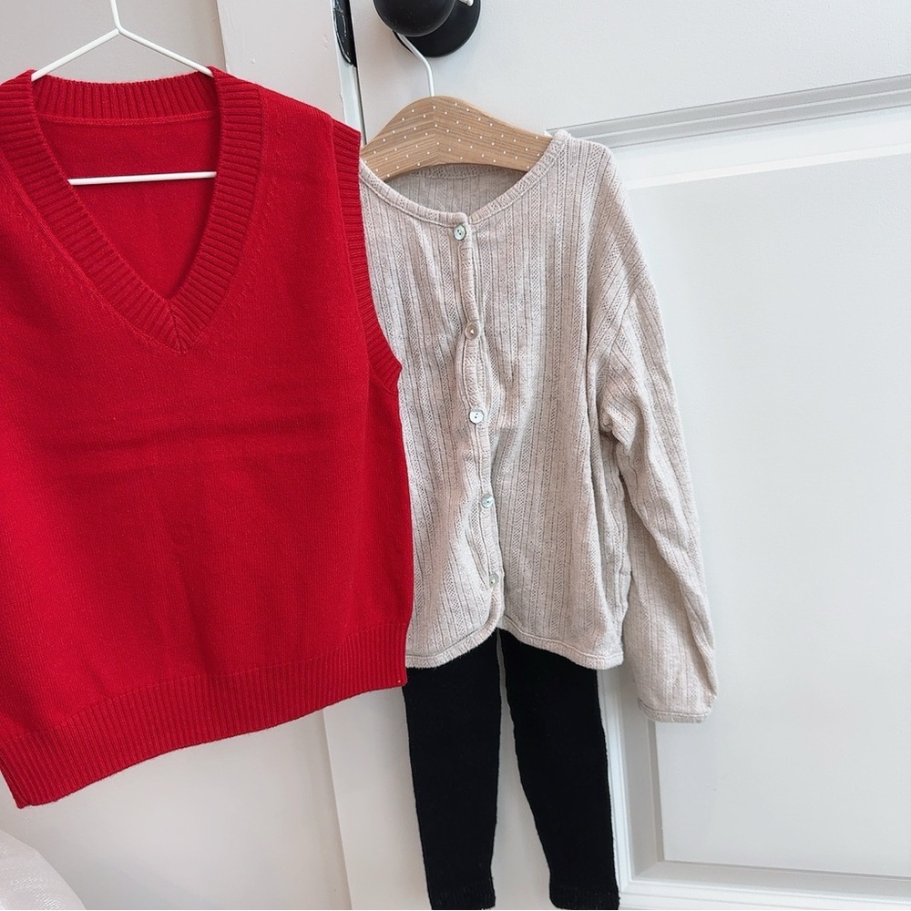 Red V-Neck Sweater Vest